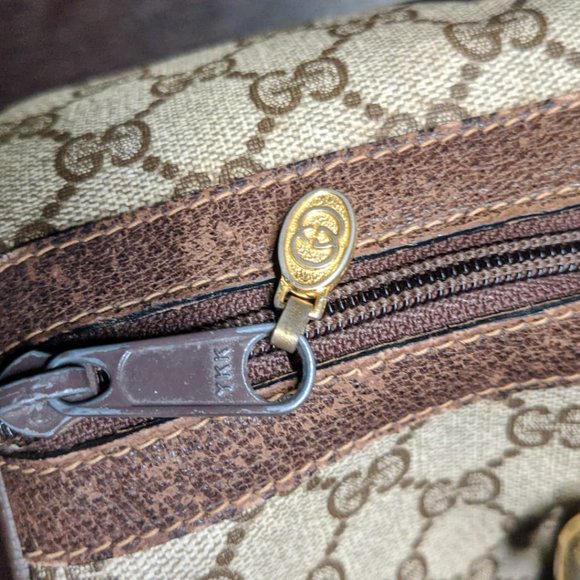 Auth GUCCI Old Gucci Sherry PVC GG Canvas Leather Mini Boston Bag Used F/S - Picture 3 of 7